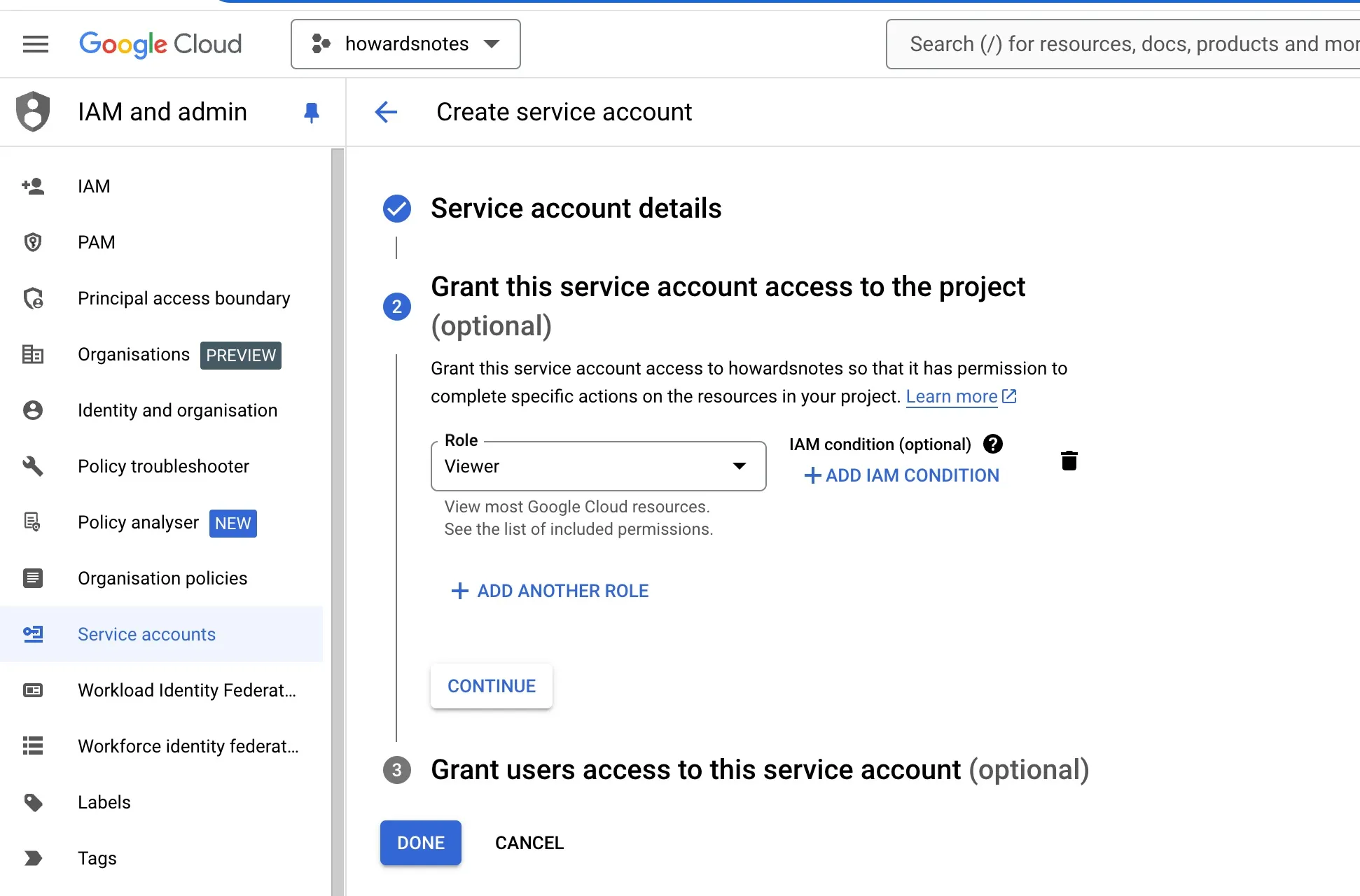 確認創建 Service Account