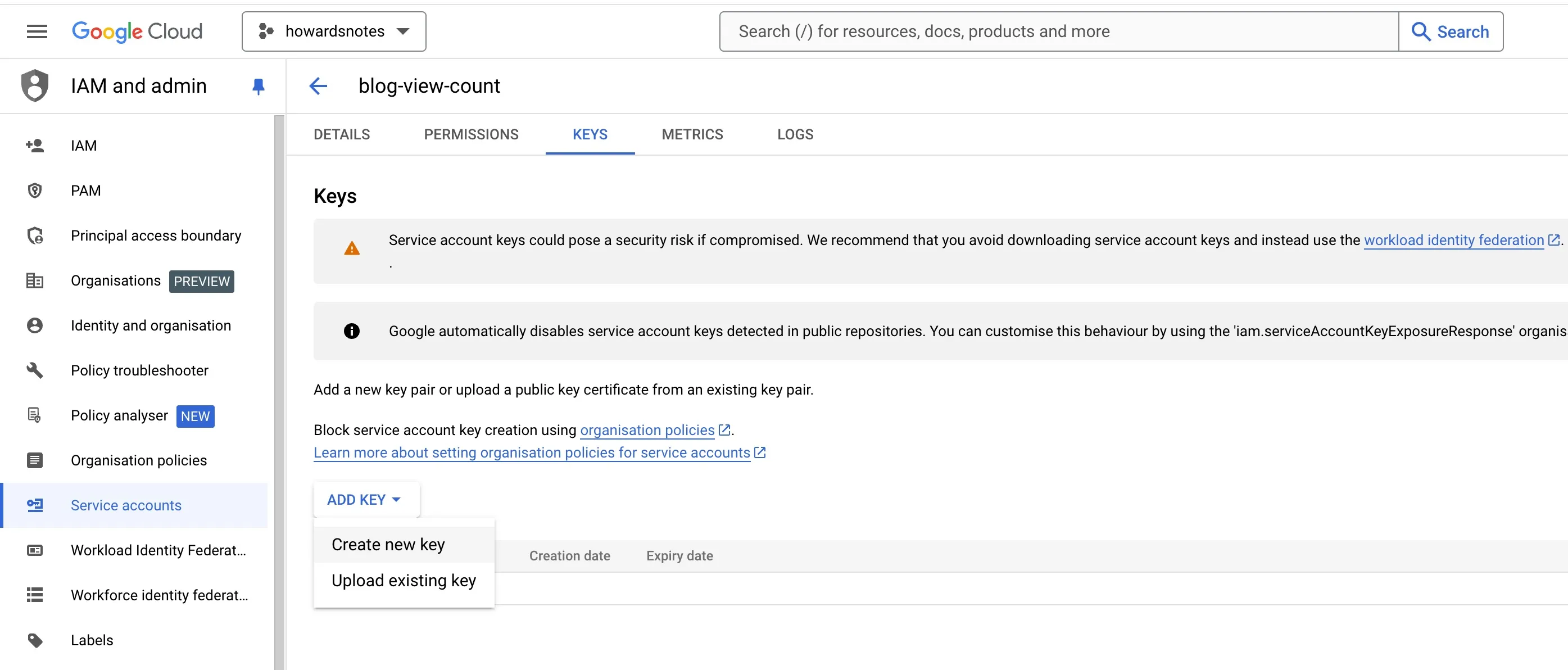 先建立一組新的 Key