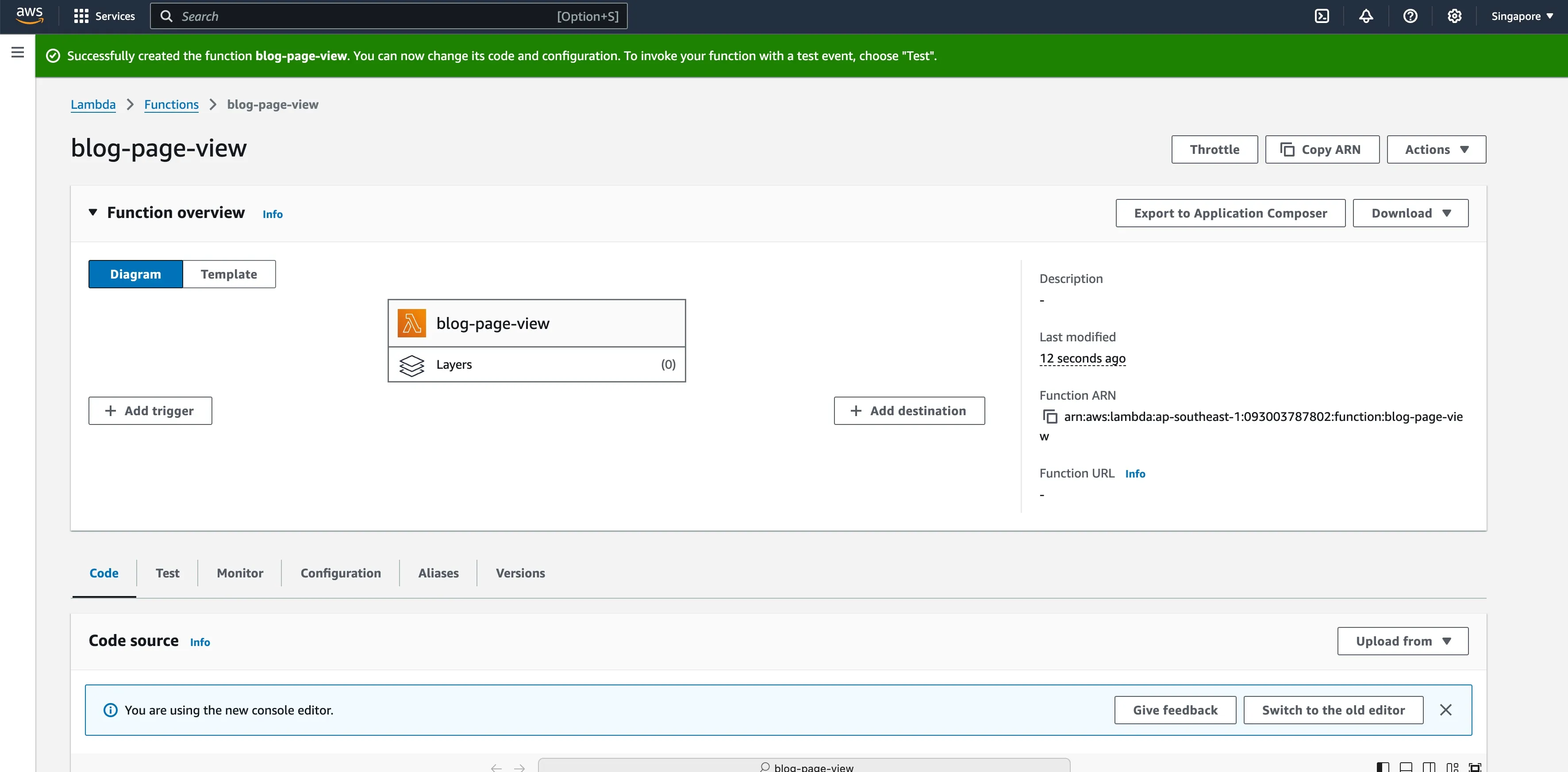 進入 AWS Lambda Console，建立 Function